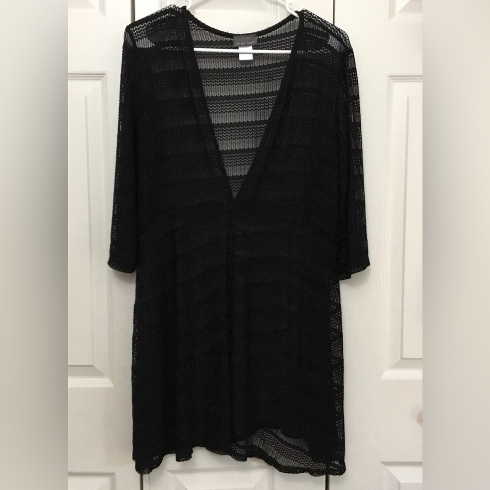 Jordan Taylor Black Sheer V-Neck Swim Coverup NWOT